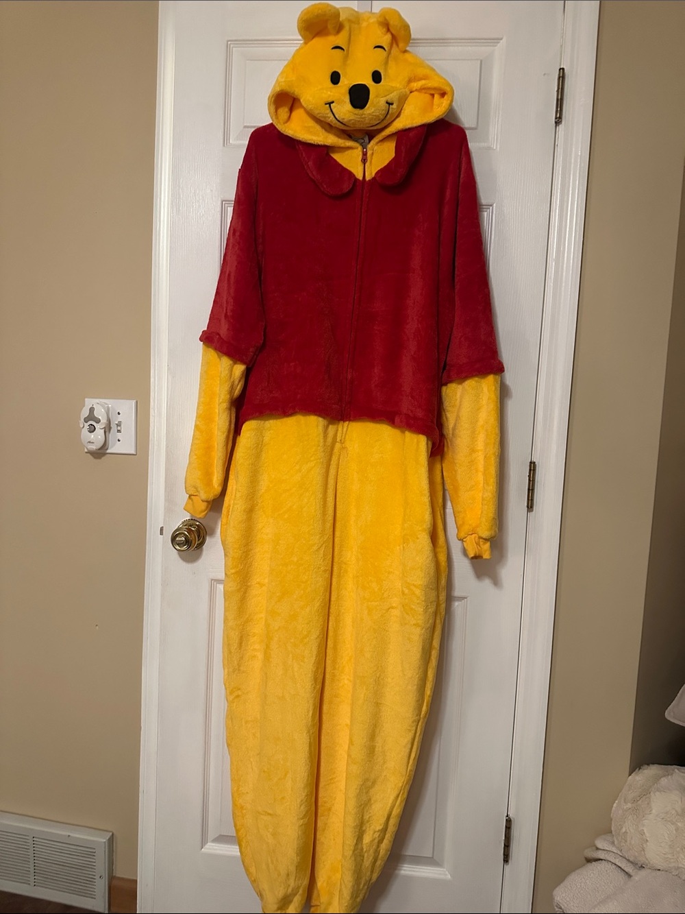 Winnie the Pooh Plush Hooded Onesie COSTUME - Yellow & Red